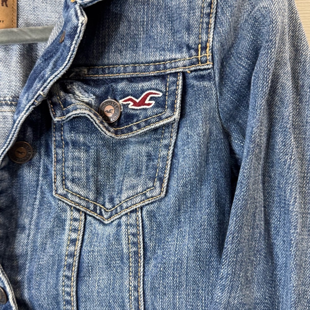 Hollister Women's Blue Denim Jacket Y2K Size XS - Picture 4 of 9